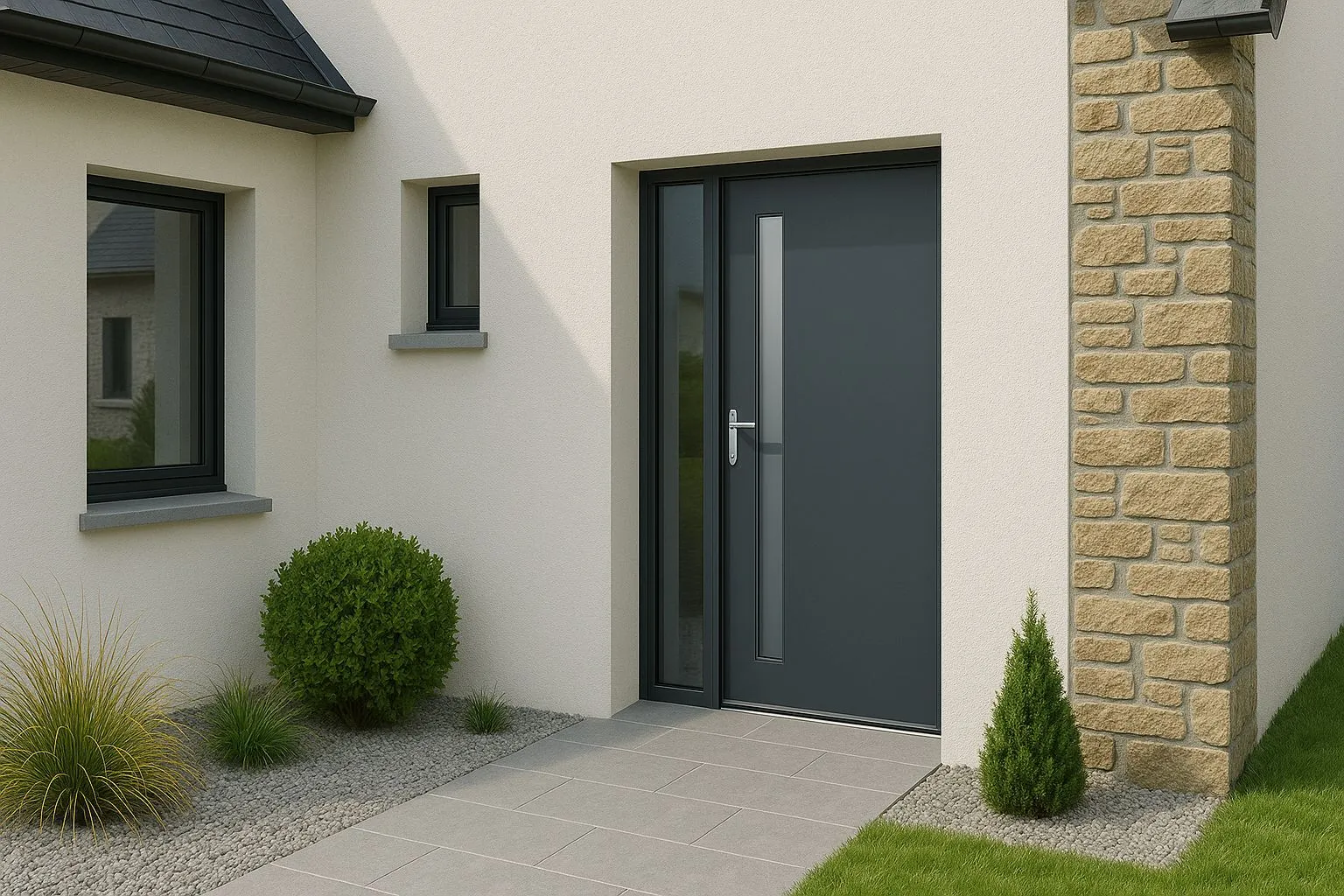 Vente et pose de Porte d'entrée en aluminium sur Châteaugiron, Domloup, Rennes et sur le département d'Ille et Vilaine
